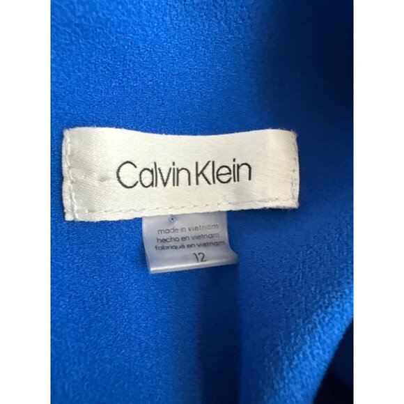 Calvin Klein Womens Sleeveless Wide-Leg Jumpsuit corpped Size 12 Blue pockets - Picture 4 of 6
